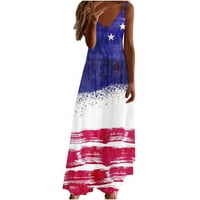 Giligiliso haljina za čišćenje Žene dame Ljetnog stila Dan nezavisnosti Ispisani odmor V-izrez haljina