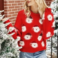 Božićni džemperi za žene santa claus grafički džemper najbolji casual crewneck džemper pulover pletena