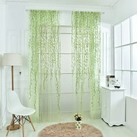 Willow grančice uzorku uzorku Voile prozor Sheer Drapes Curtave-Zelena soba Dekor