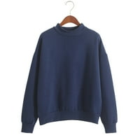Žene proljeće jesenska dukserica čvrsta boja Jednostavna dizajna majica pulover vrhovi XL siva