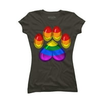 + Pride Heart Pawprint - gay juniori Crni grafički tee - Dizajn ljudi 2xl