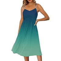 Ljetne haljine za žene gradijentni ispis bez rukava V izrez špagete remen a linija modna casual haljina