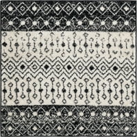 Jedinstveni loom Alami plemenski trellis, Trg, 4 '' 1 4 '1 crno-bijelo moderno trpezarija za blagovaonicu