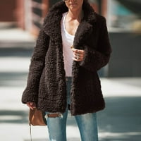 Ženska moda plus veličina Ženska modna zimska solidna boja dugih rukava Plišani kardigan na vrhu kafe