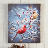 Božićna dekoracija Zimska kardinalna osvijetljena platna Zidna umjetnost