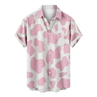 HFYIHGF Havajske košulje Muška krava Ispis kratkih rukava Majica Ležerne tipke Down Down The Novelty