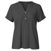 Ženske majice Elegantni gumb vrata kratkih rukava jednostavne čvrste majice