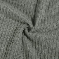 Puawkoer Top Butched čipka za šivanje dugih rukava V-izrez ženska bluza Žene vrhovi su siva