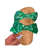 Daeful dame slajdovi otvoreni prst klizni sandal luk sandale Ljetna protiv klizača Comfort klizanje na papuče saten zelene 6