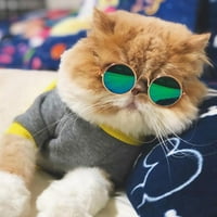 Slatke i smiješne kućne naočale za sunčanje klasične retro kružne metalne prince za mačke ili male F2S7