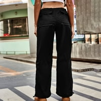 Baggy padobranske pantalone za žene nacrtavanje elastičnih niskih struka ruched teretni hlače višestruki