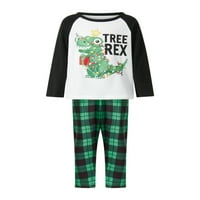 Aturuste božićni set pidžama za porodični dugi rukav dinosaur pisma za ispis majica + plaćene hlače