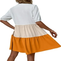 HAITE WOGE SUNDRESS MINI haljine s kratkim rukavima V izrez T majica kaftan boho boja blok žuti s