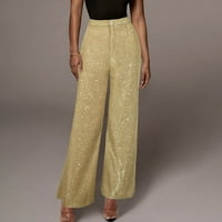 Oalirro Long Hlače za žene visoke casual zlatne ženske hlače Ležerne prilike XXL