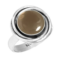 Srebrni prsten za žene - muškarci smeđi dimy Topaz Stone srebrne veličine prstena Ručno izrađene srebrne