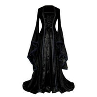 Puntoco ženski klirens plus veličina haljina u stilu čvrste boje Trumtni rukavac princeza haljina crna