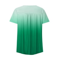 Ženske tunike vrhovi labavih kratkih rukava s kratkim rukavima u katu casual ruched bluze za žene zelene