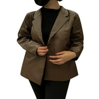 Hirigin ženski kožni kaput rever sa punim bojama casual office formalni kardigan
