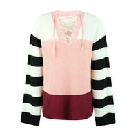 PEDORT WOMENS DUMEADERS kauzal CrewNeck Quarter Court Collar Slouchy pulover vrhove Pink, S