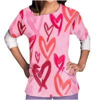 Ljubavne majice za žene Ležerne prilike za kuhanje za srce kratkih rukava s kratkim rukavima, pulover