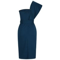 Haljine iz 1950-ih za žene Ljeto od ramena haljina bez rukava plava s