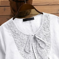 Izrez s dugim rukavima izrez čvrsti pulover seksi bluze žene ženske vrhove Dressy casual bijele veličine