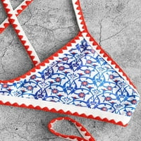 Boemian Tie Whip Stitch Print Cross Bikini Spaghetti Sredstva za kupaće kostime