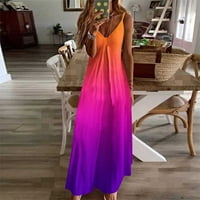 Zunfeo Ljetne haljine za žene Cleariance - Camisole Sendress Print Sexy Cracy Haljina V izrez rukava