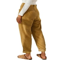 Eyicmarn ženski visoko strukte hlače od pravnih noga sa džepovima