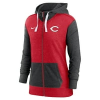 Ženski Nike Red Cincinnati Reds punog zip hoodie