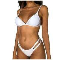Ženska ljetna modna seksi čvrsta boja Bikini Split kupaći kostim kupaći kostimi bijeli m