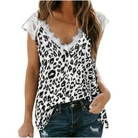 Ljetne košulje za ženu modni prsluk za kamizole za djevojke Leopard pruge vrhovi čipke V-izrez majica