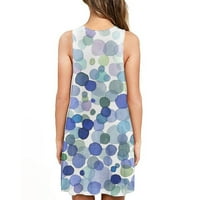Ženska haljina bez rukava okrugla izrez cvjetni ispisani sa džepovima ženke na otvorenom Trendy Comfy