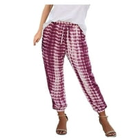 Outfmvch ženske pantalone Tvrtne hlače za žene Casual High Squik Tie-dye Stripe Trčanje labave olovke