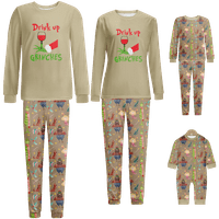 Porodica koja odgovara Božićne pidžame Grinch Khaki Štampane veličine za djecu za odrasle-Baby-ljubimac