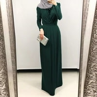 Maxi haljine za žene kaftan abaya haljina V-izrez dugih rukava sa samom tima za tih dugih rukava Flowy