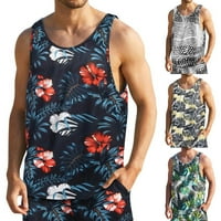 Luiyenes muške ljetne casual tenk top havajska cvjetna kratka set plaže tropska odjeća kratki top set