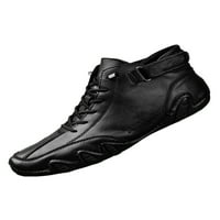 Daeful muškarci čizme Fau kožne čizme za gležnjeve čipke stanovi stanovi muške cipele za ručno šivanje ručne ručne cipele crna, kožna vampa, plišana / plišana