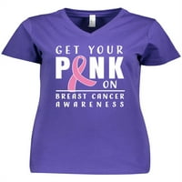 Inktastična svijest karcinoma dojke dobijte svoju ružičastu na ženskoj majici V-izrez