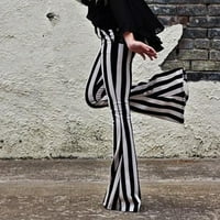 Žene Vintage Stripe labavi povremeni elastični struk Retro bljeskalice hlače Bell pantalone