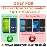 Tanak tanak futrola kompatibilna za ikonu kriketa 3 sjaj AT & T Motivate 2, zaštitni zaslon stakla ukljn