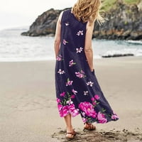 Ženska ljetna casual haljina bez rukava s dugim maxi haljinom za plažu Žene kratke ljetne haljine Dnevna