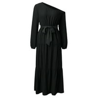 Ženski temperament Jedna ramena traka dugih rukava ženska haljina za ženska haljina crna l