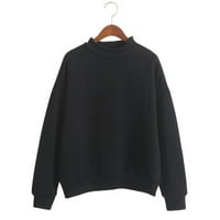 Žene proljeće jesenska dukserica čvrsta boja Jednostavna dizajna pulover košulje na crnim