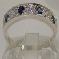 Sterling srebrni prirodni dijamant i safir ženski prsten