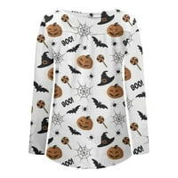 Vrhovi za žene plus veličine dugih rukava V izrez Halloween Print majice Dugme Tunika Ležerna bluza