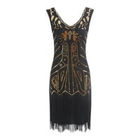 Outfmvch Fringe haljina sandress v-izrez kratki rukav Vintage tels repna haljina za rep midina dužina