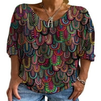 Rejlun Ženska majica kratkih rukava majica Etničko stil Majica Labave ljetne vrhove Vintage Loungewwear