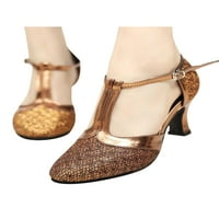 Daeful Women Dance Cipele Glitter Latin cipele T-remen Sandale Vjenčanje Neklizajuće lagane zatvorene