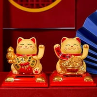 Handeo Lucky Cat Cand Cartoon Solar Powered Dobra simbolika Swing Arm Lucky Cat Wasming Fortune Figurine